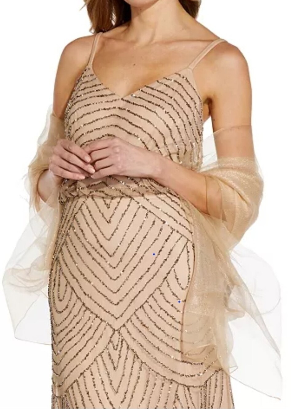 Adrianna Papell Gold Organza Evening Wrap